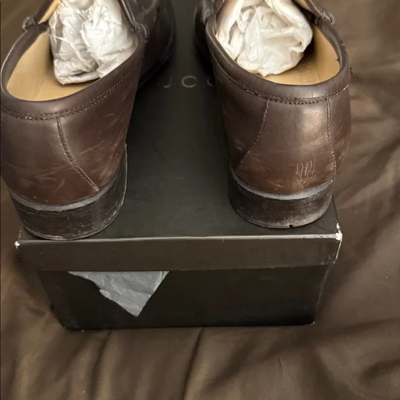 Women chocolate hard bottom Gucci loafers - Picture 5 of 8